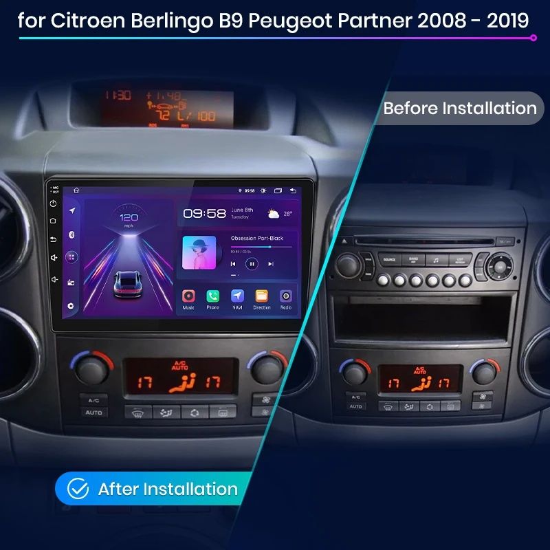 Rádio 9" android Citroen Berlingo e peugeot CARPLAY WIFI GPS 2/32GB