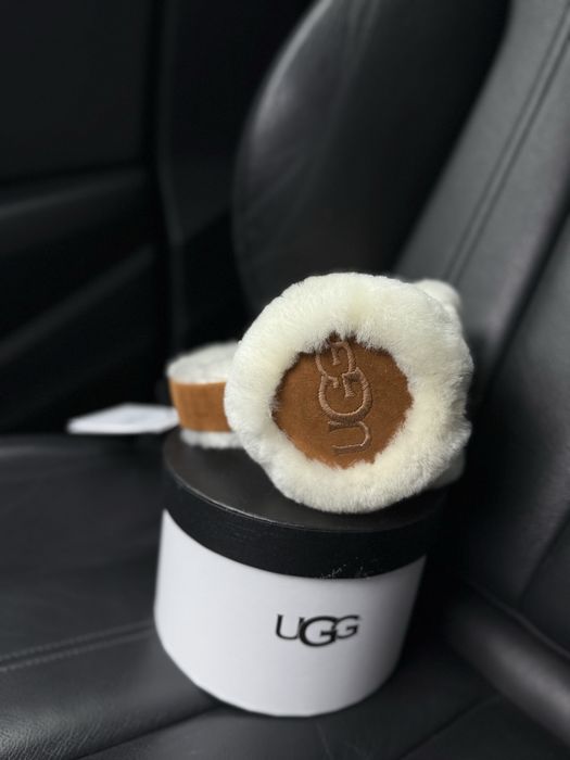 Хутряні замешеві UGG навушники рижі коричневі рожеві