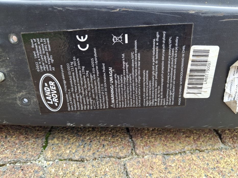 Sprzedam ramę do hulajnogi elektrycznej land-rover 2022