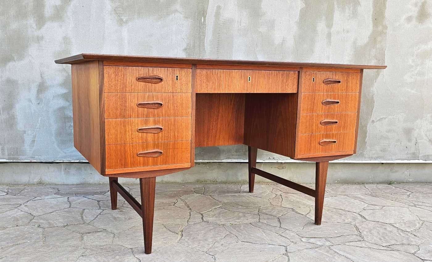 Biurko teak, tekowe, dwustronne, duński design, vintage, lata 60.