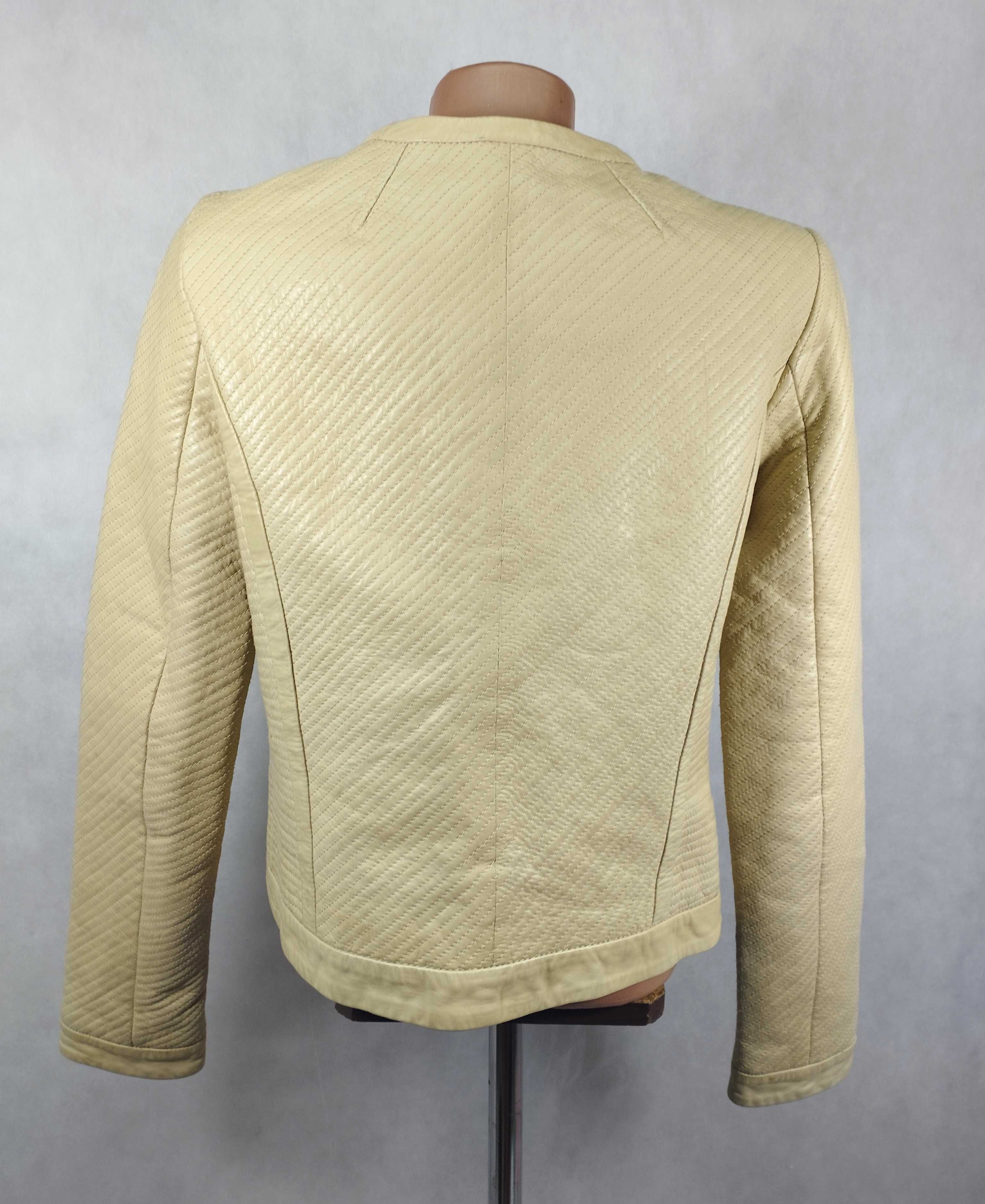 Кожаный бежевый жакет куртка на пуговицах серебро стежка
Massimo Dutti