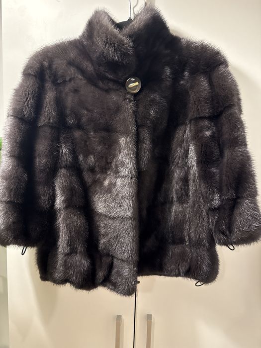 Futro z norek, krótki, rękaw 3/4