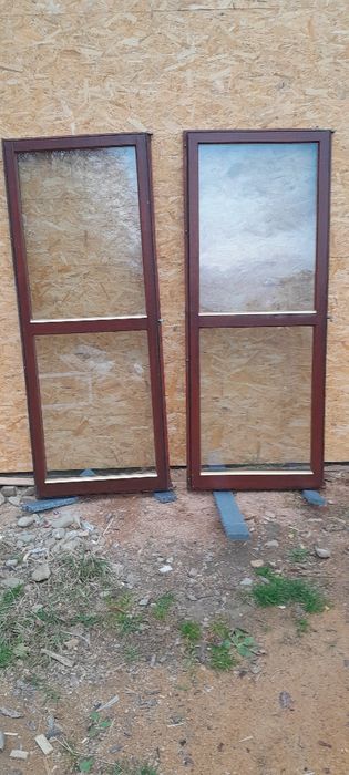 Drzwi okna balkonowe, tarasowe drewniane z dematażu