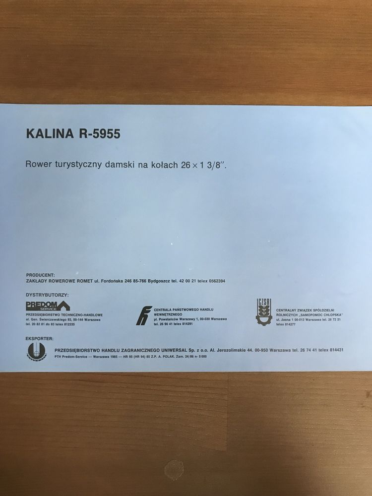 KALINA R-5955 Romet ulotka reklamowa