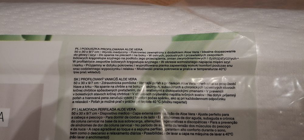 Poduszka ortopedyczna aloe vera profilowana Memory foam 50x30 NOWA