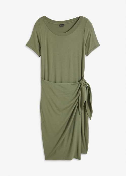 B.P.C sukienka wiskozowa khaki z przewiązaniem 44/46.