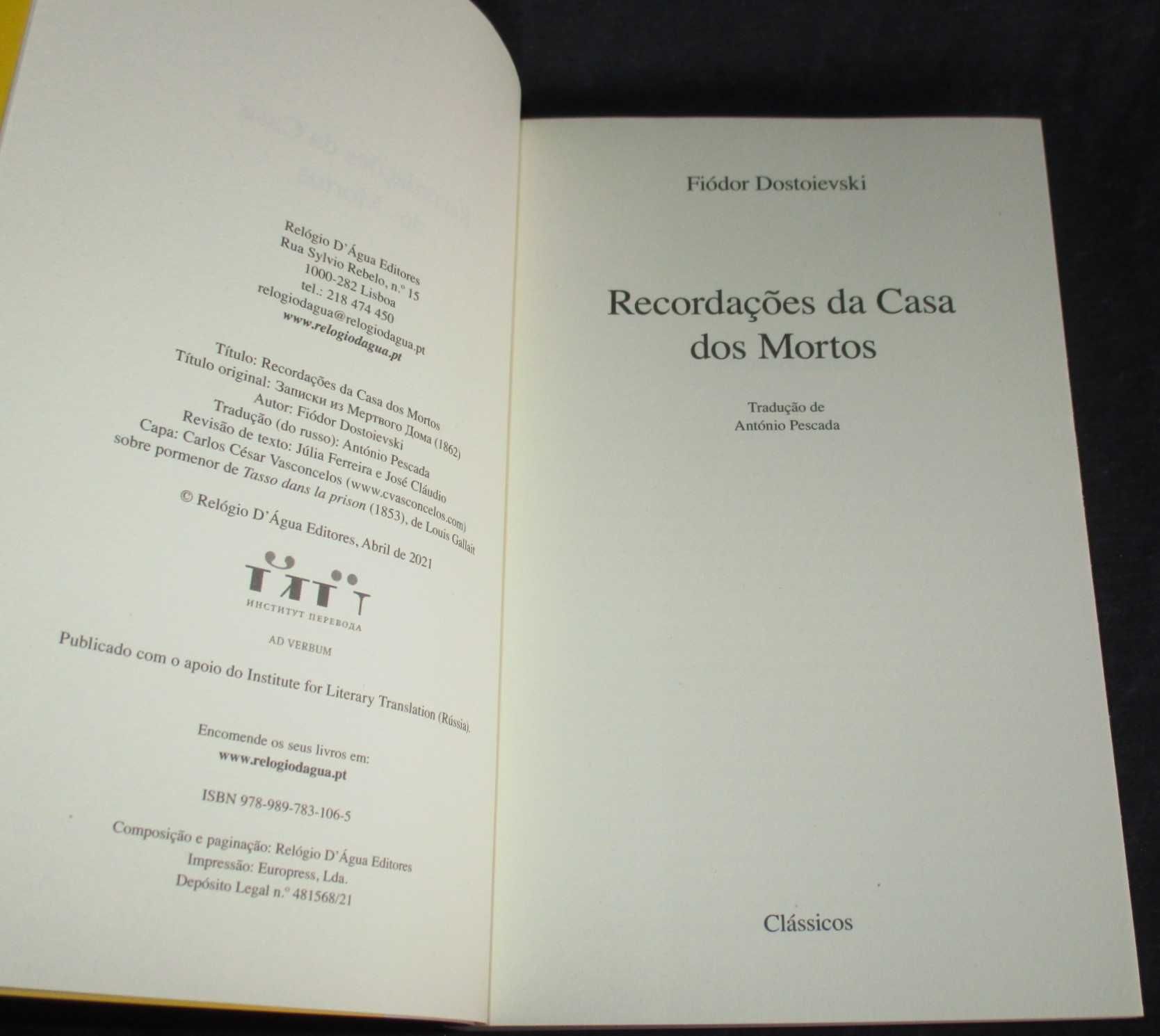 Livro Recordações da Casa dos Mortos Fiódor Dostoiévski