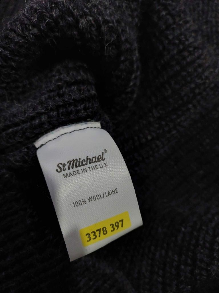 Sweter wełniany gruby, xl 42 100%wełna grafitowy szary
