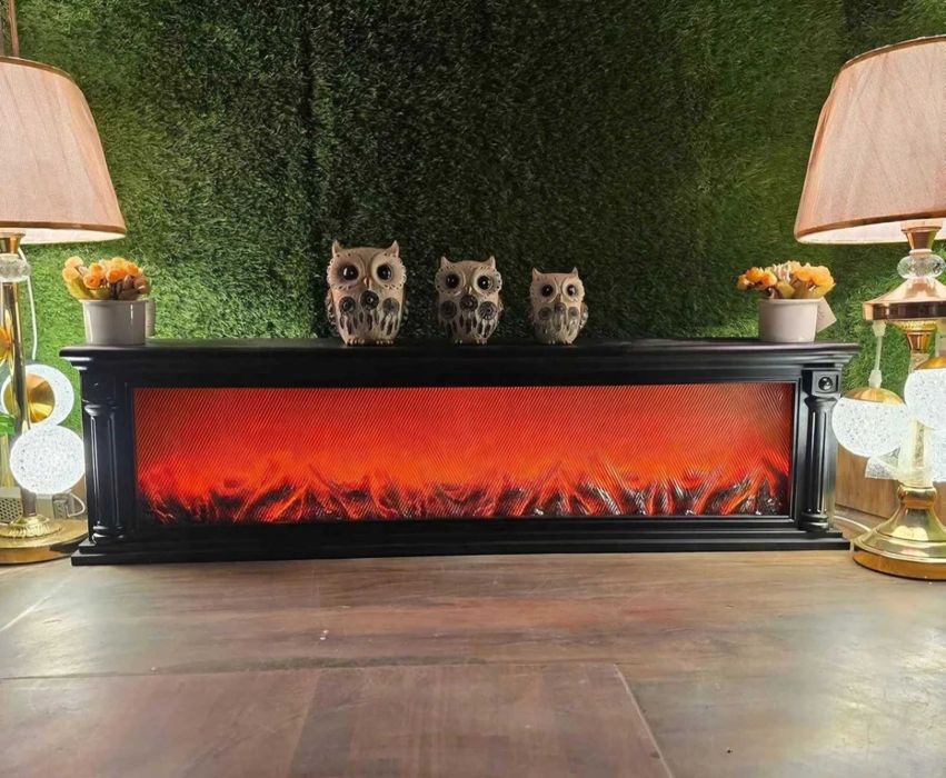 Dekoracyjna lampa zimowa 58 cm • Kominek LED • Efekt płomienia