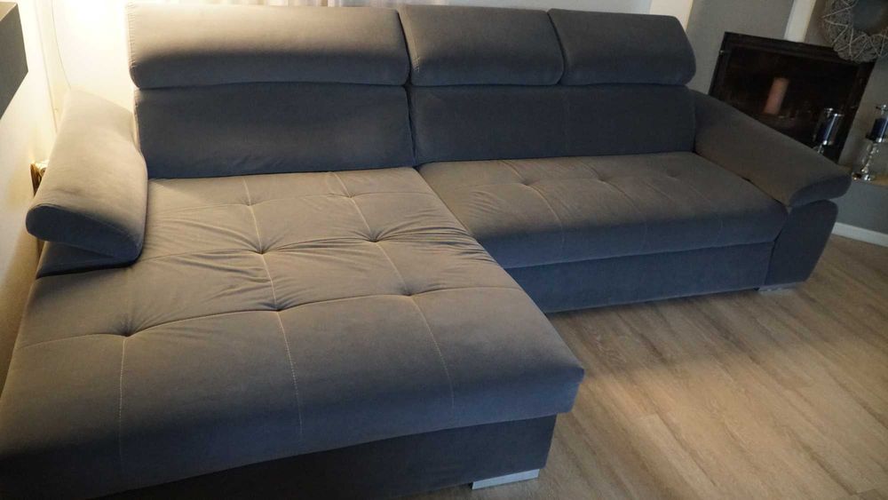 Narożnik - piękny kolor, rozkładany z funkcją spania, stan super