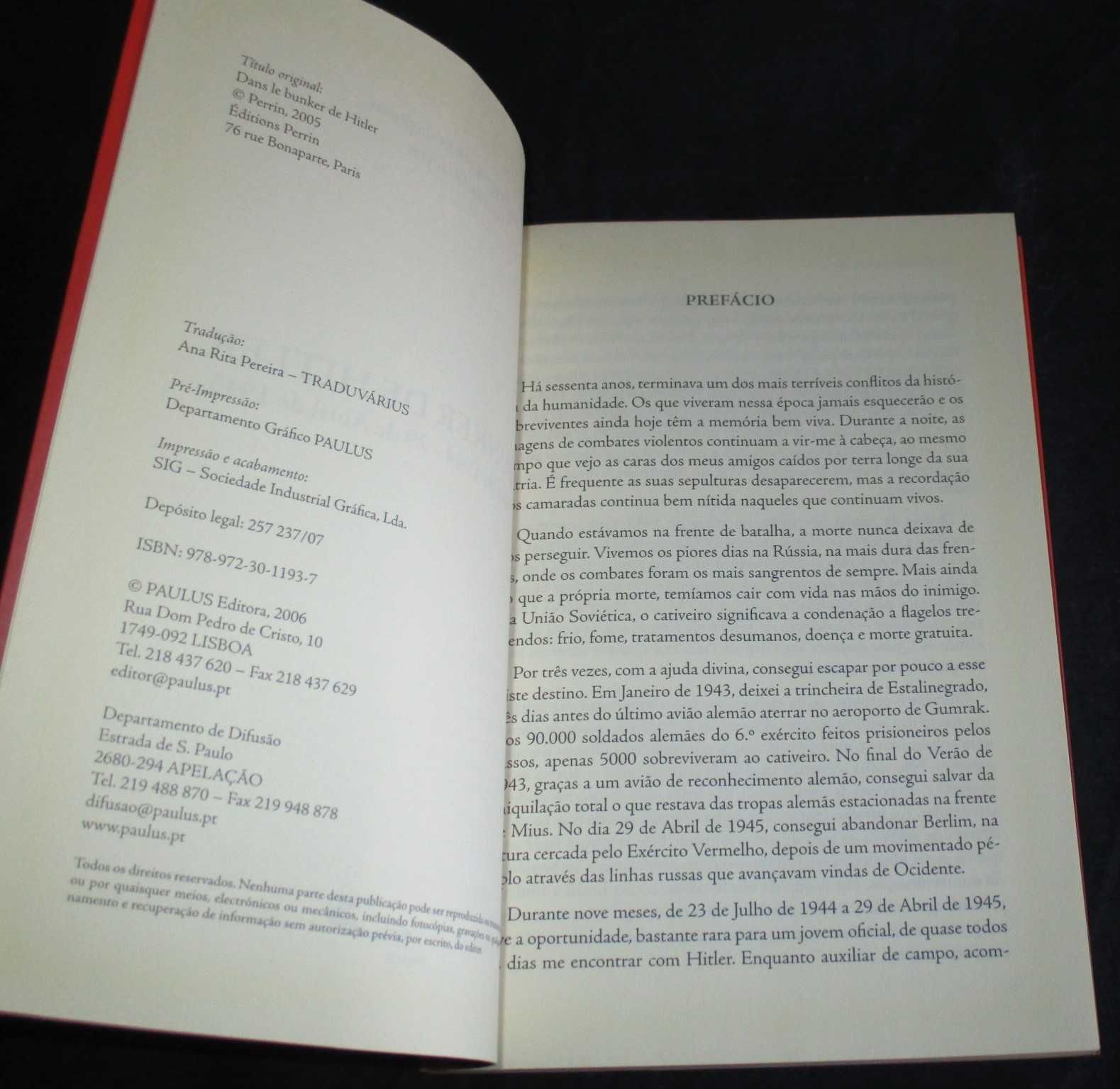 Livro No Bunker de Hitler Bernd Frytag von Loringhoven