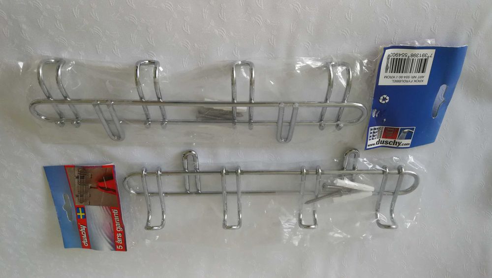 Wieszak łazienkowy 2 sztuki po 4 haki chrom