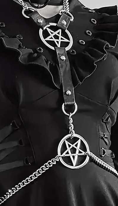 Ozdobny pasek, szelka, punk, gothic pentagram