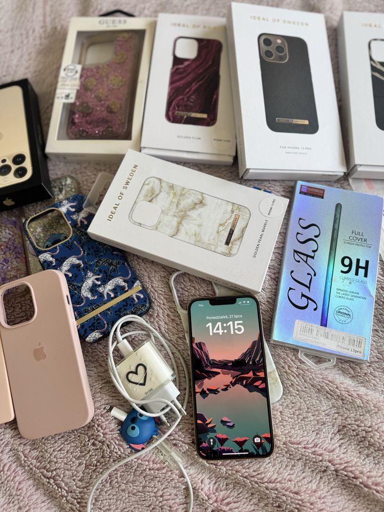 Iphone 13 pro 128 gb oryginalny bdb gold kolekcja erui case szkło