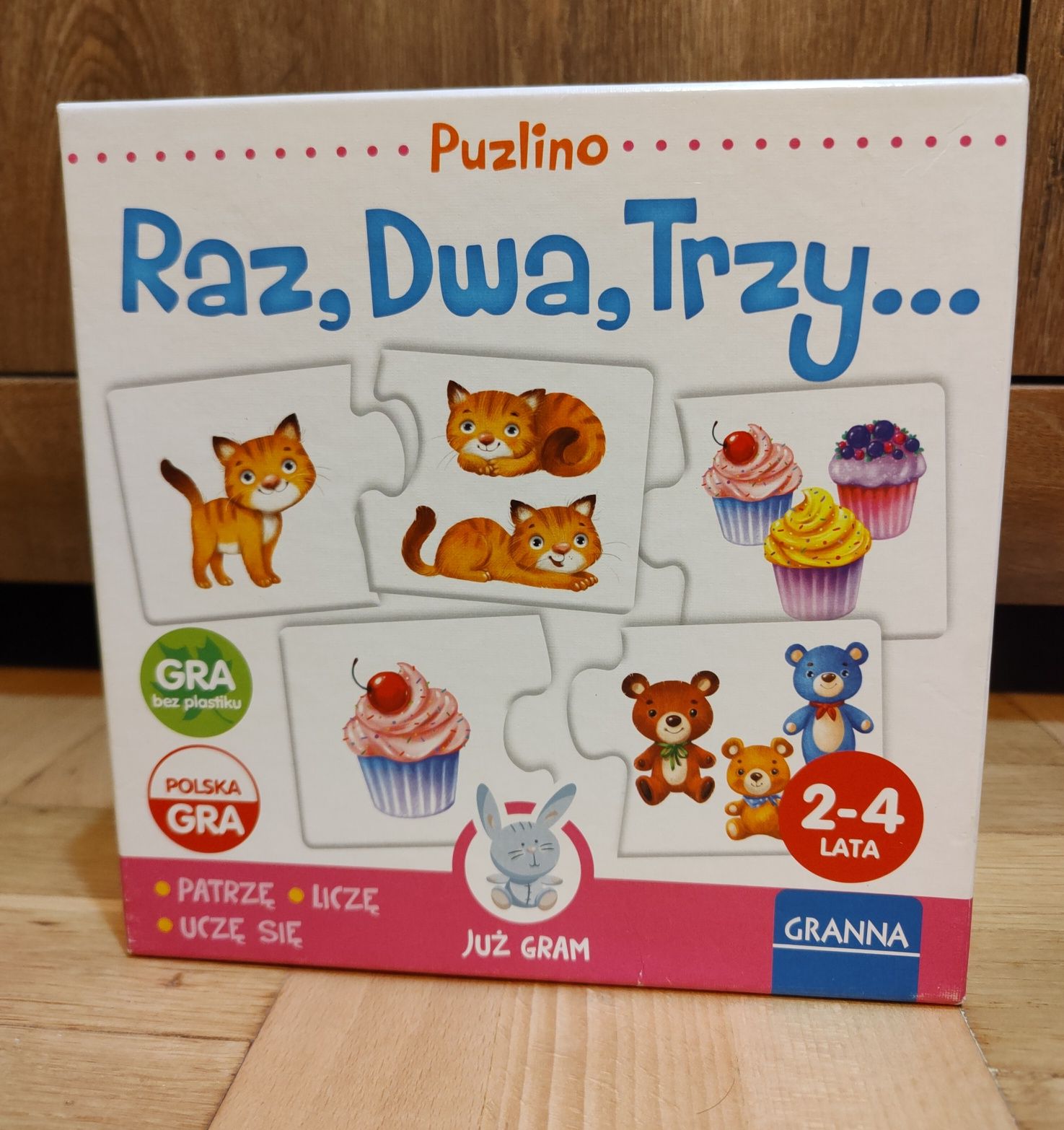 Puzzle dwuelementowe Puzlino "Raz, Dwa, Trzy" do nauki liczenie