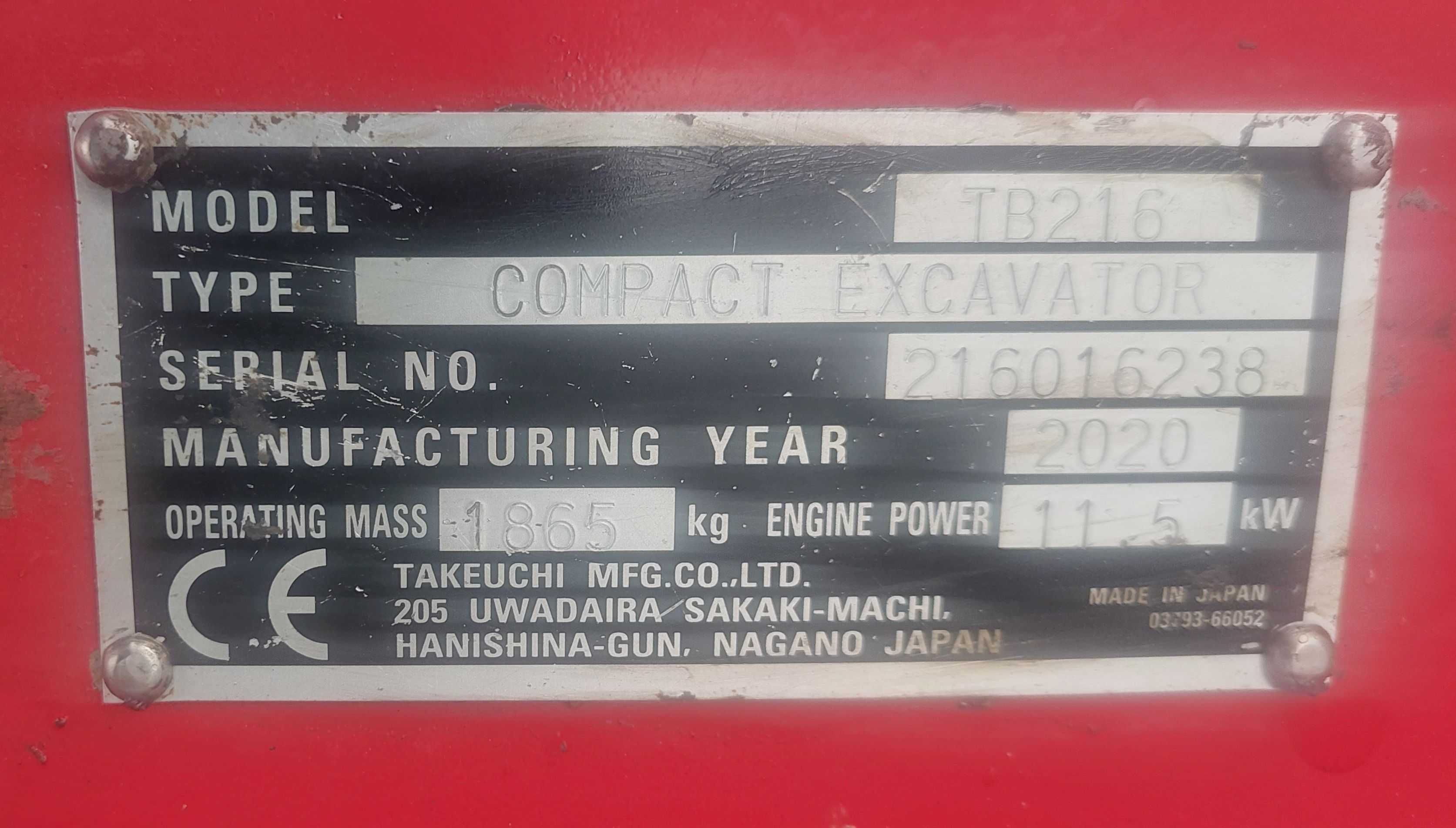 koparka takeuchi tb 216 Vo