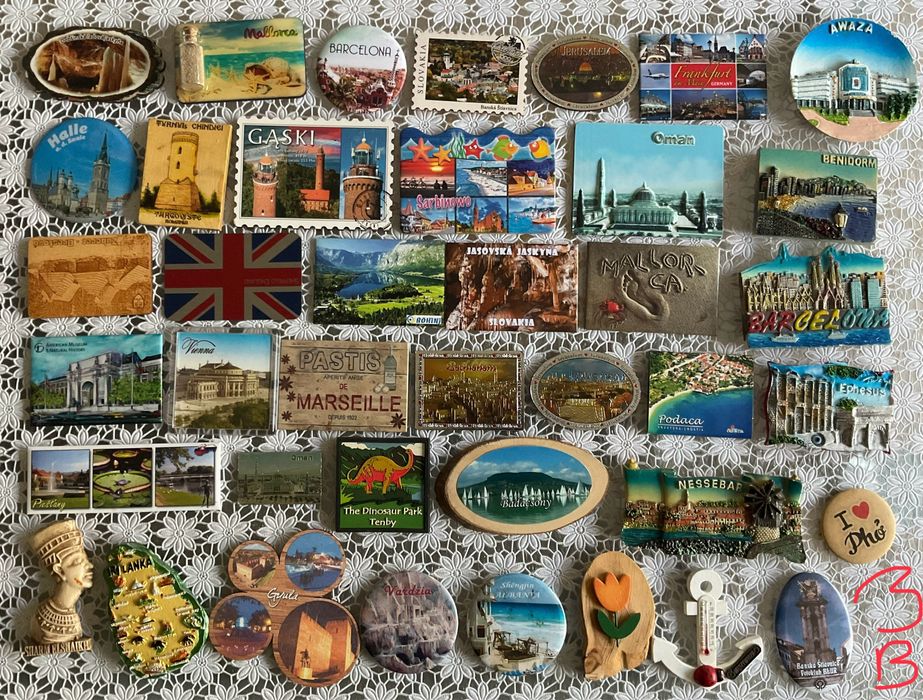 Magnesy na lodówkę kolekcja duża zestaw 140 sztuk