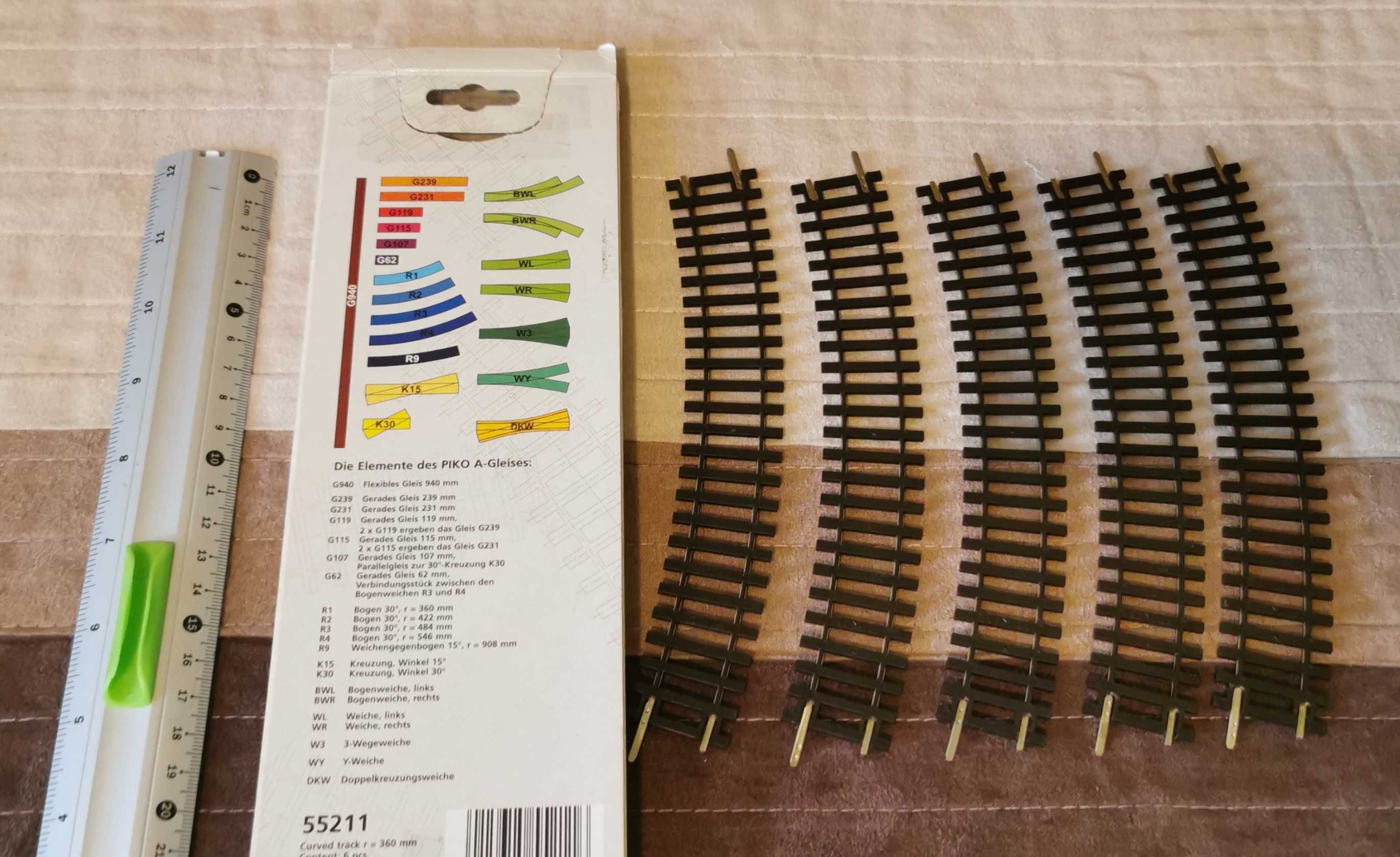 Tory kolejowe zestaw PIKO 55211 R1 6szt modele (jak nowe)