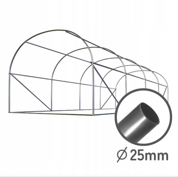 Duży Tunel foliowy foliak Szklarnia 2,5x4m najmocniejszy 25x0,7m ocynk