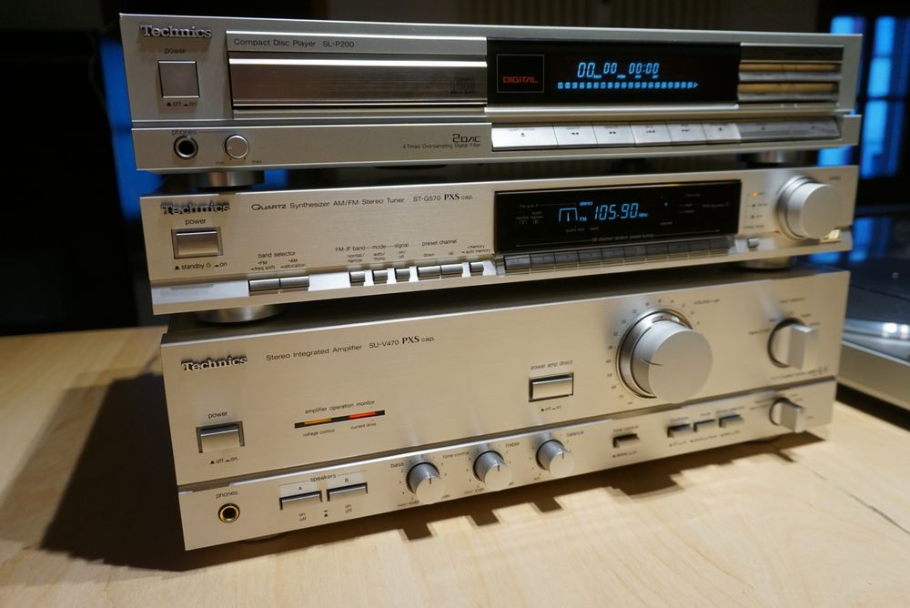 Technics SU V 470 SL Q 300 ST G 570 SL P200 srebrna wieża