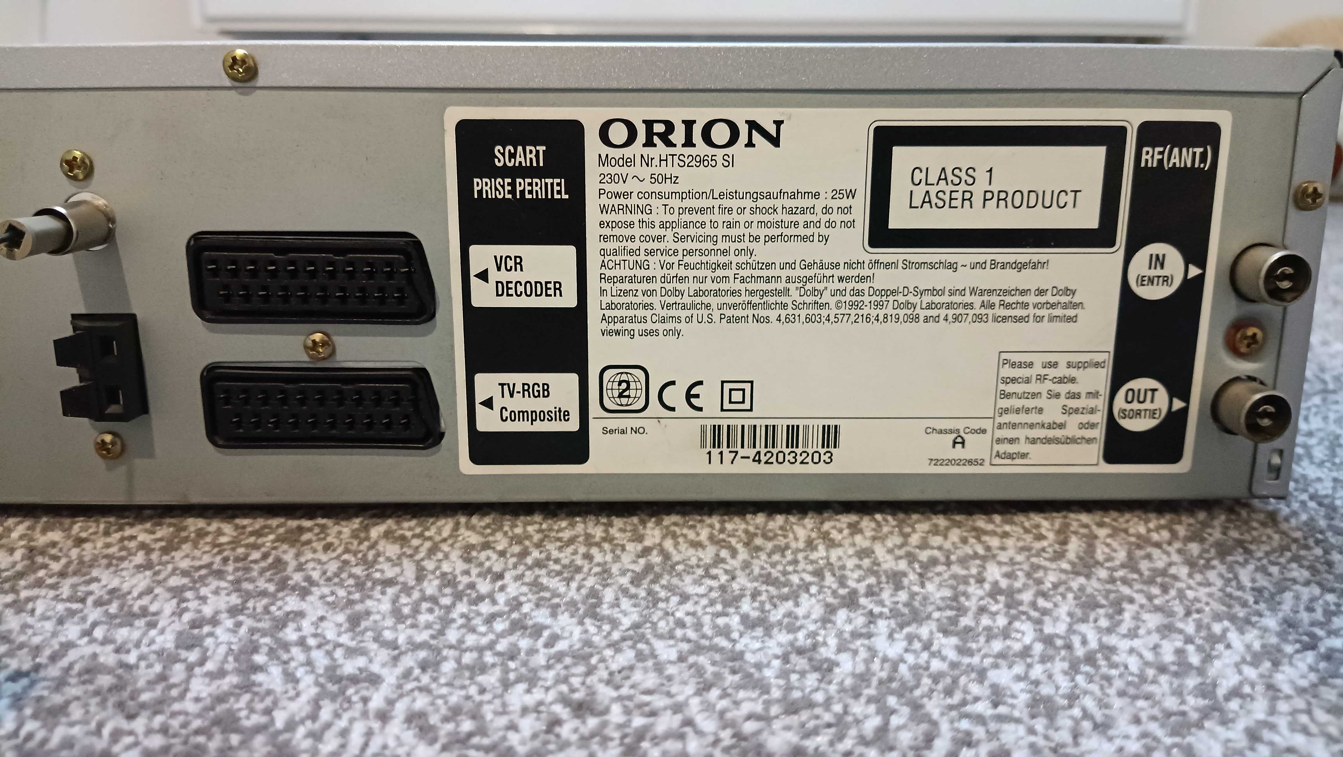 Magnetowid Video Combo VHS DVD TUNER FM ORION 6 głowic HI-FI pilot