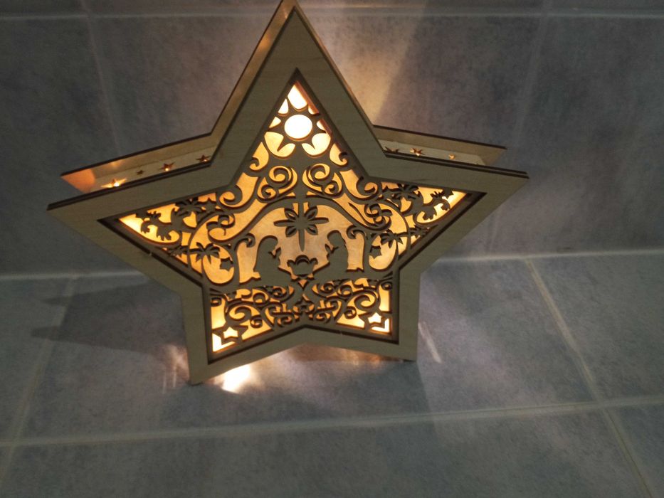 Ozdoba drewniana witraż lampki