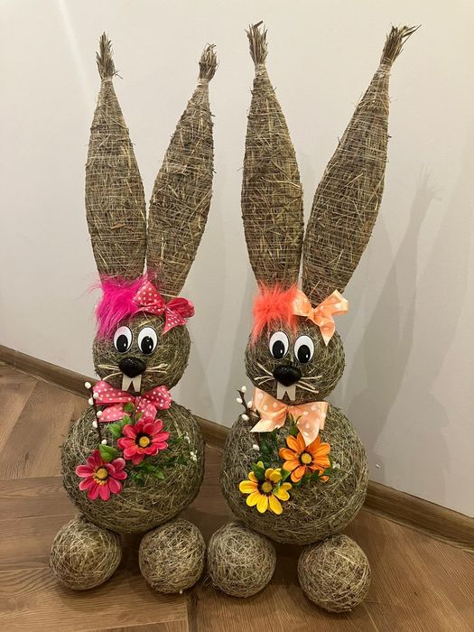 Zajace z siana wielkanocne