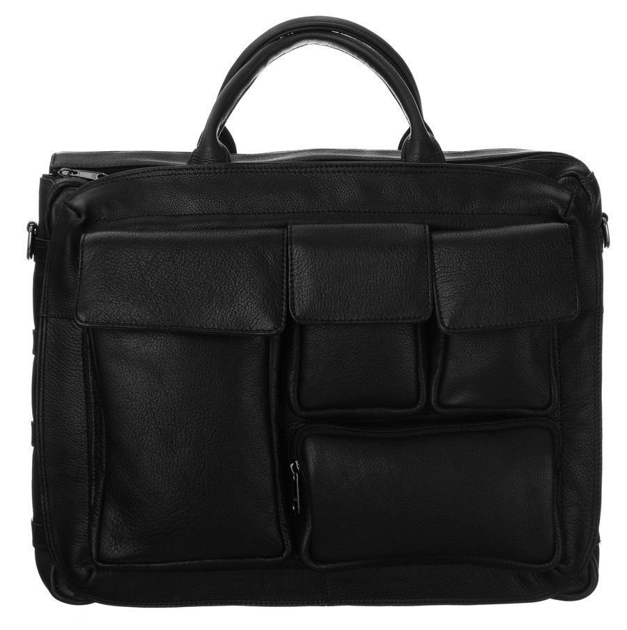 elegancka skórzana torba na laptopa ze schowkami