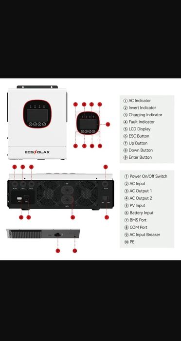 ecg-hvm6.5k-48v гібридний інвертор 6.5kw 48v