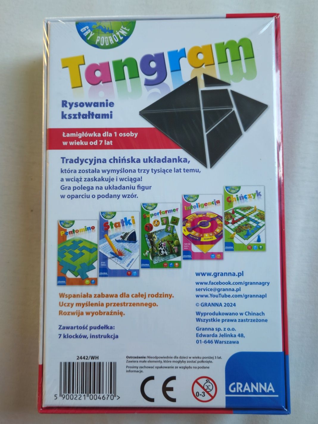 Gra TANGRAM układanka dwustronna Granna NoWa