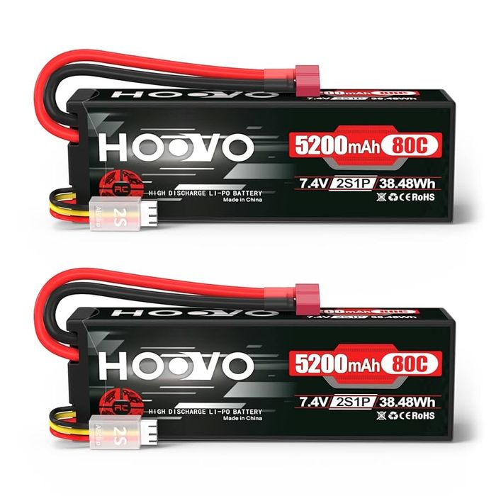 Акумулятор HOOVO 2 шт. 2S Lipo 7.4V 5200mAh 80C з твердим корпусом