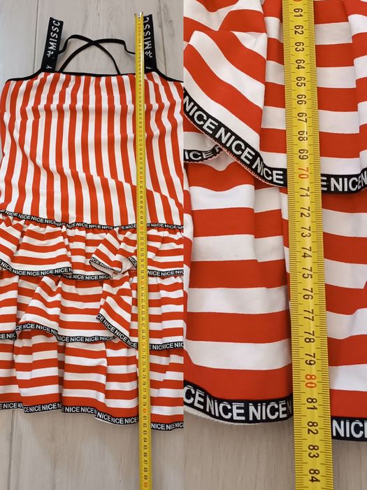 Miss City sukienka paski marynarskie logo lato uniwersalna S M L XL