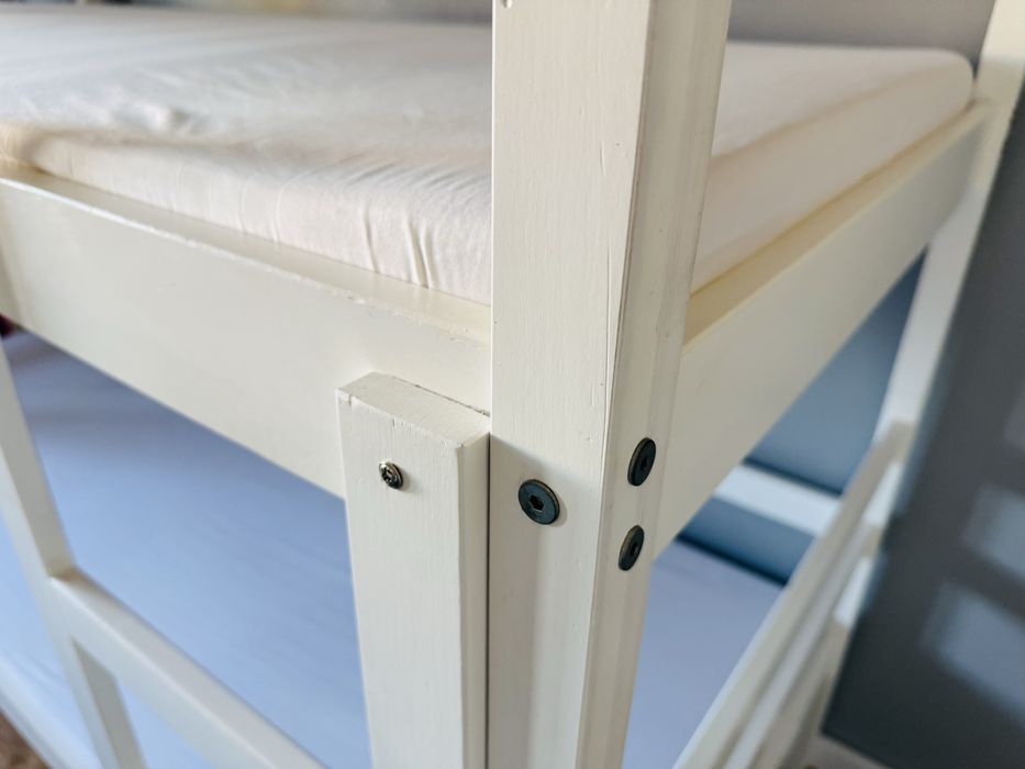 Łóżko dziecięce piętrowe NEMO 200x90 białe + Materace + Pojemniki