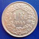 Монета Швейцарии , 1 франк 1944 г. Серебро 0,835 / 5 г.