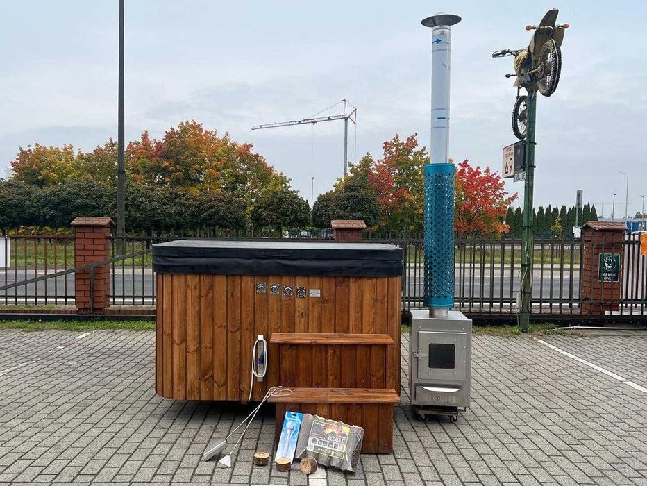 Balia ruska bania jacuzzi opalane drewnem 6-8 osób kwadratowa piec zew