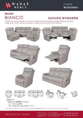 Komplet Wypoczynkowy BIANCO z funkcją RELAX HIT skóra tkanina