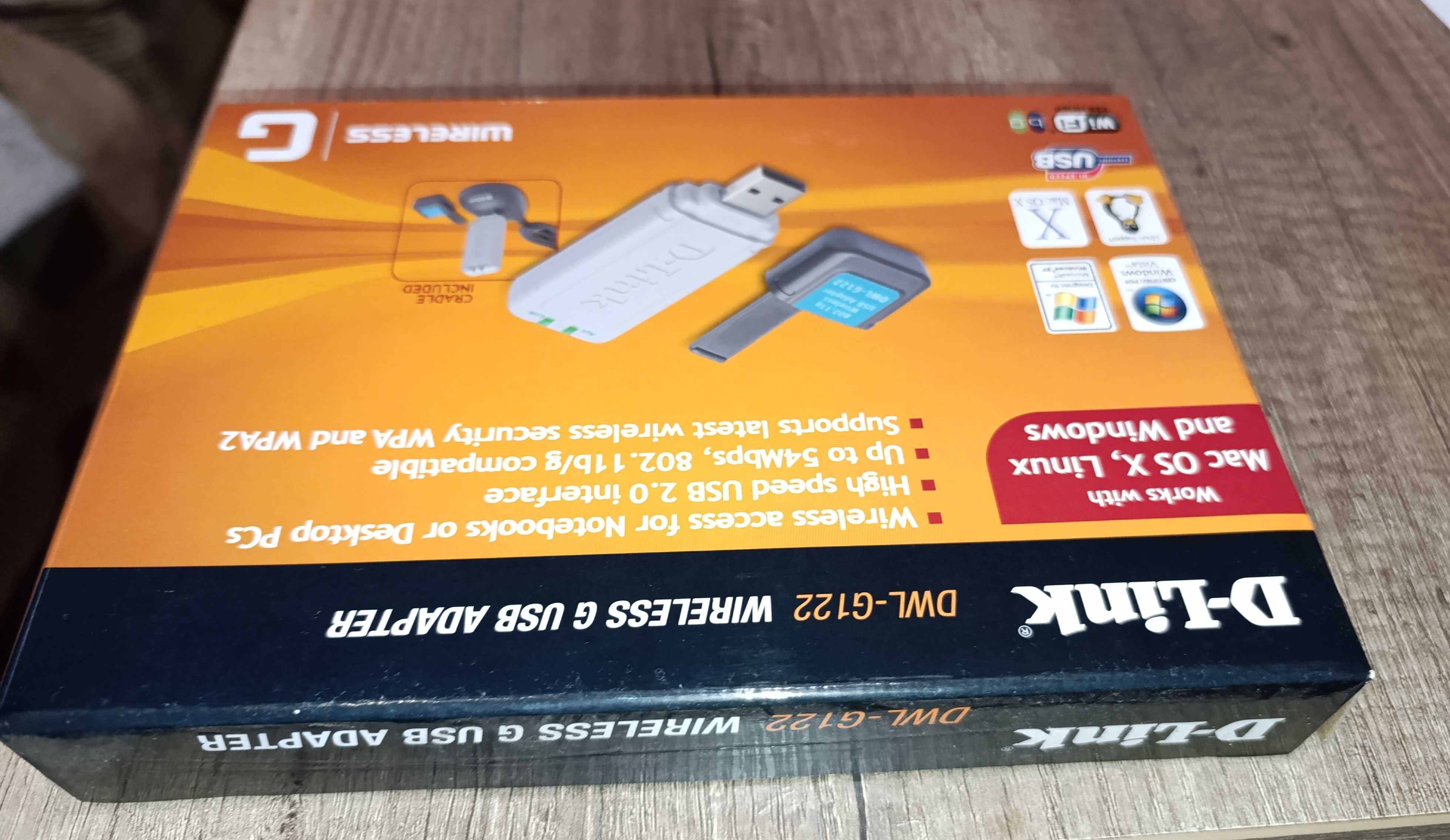 D-Link Adaptador USB - 54Mbps Wireless DWL-G122 com suporte - Novo