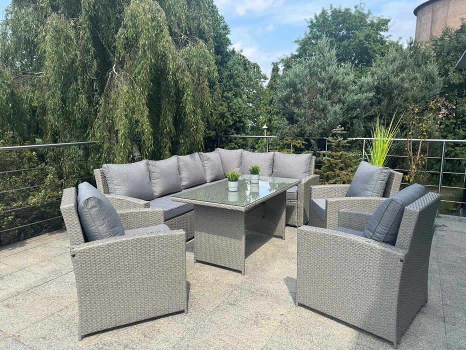 Meble Ogrodowe Premium Technorattan Narożnik Ogrodowy Szary 2 Kolory