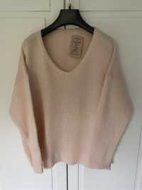 Włoski sweter made in italy moher wełna dziewicza wool M 38 L 40 42 XL