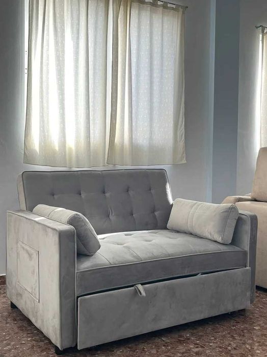 Novo sofá-cama cinzento - envio grátis