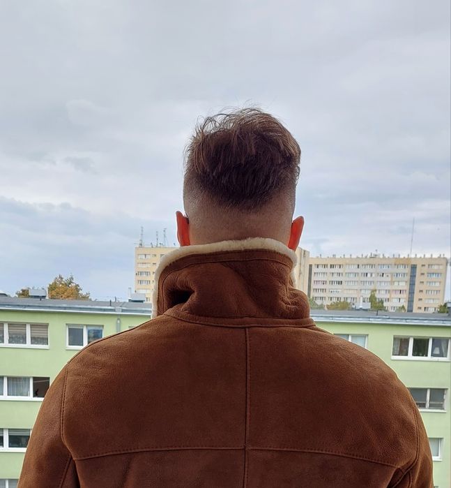 NOWY Kożuch męski XXL skóra i wełna owcza - Leder