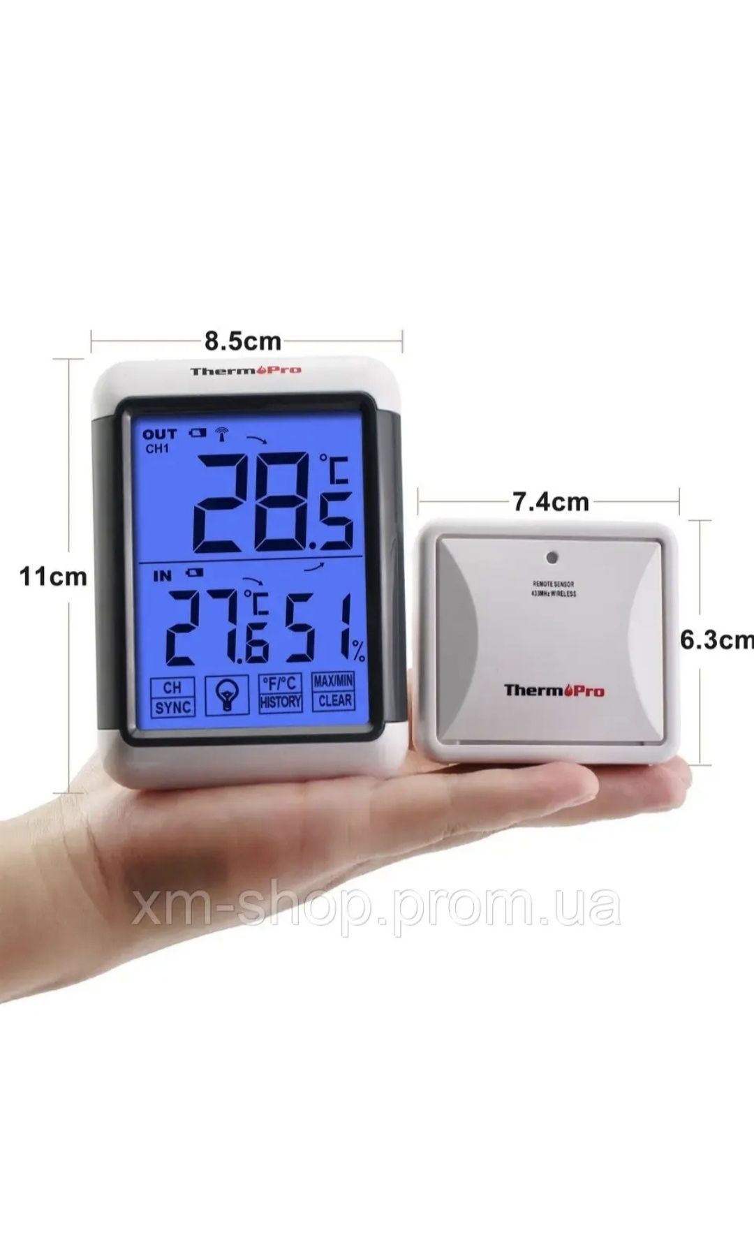 Кімнатний термометр та гігрометр ThermoPro TP65S 250W (-20 - +70°C) Wi