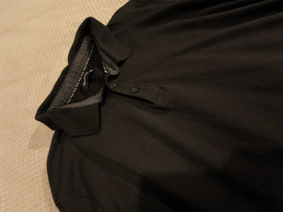 Koszulka Męska Polo Czarna Krótki Rękaw Reserved XXL