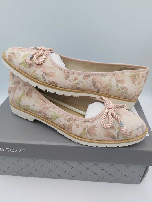 Nowe balerinki baletki marco tozzi różowe czółenka kwiaty 40 c184