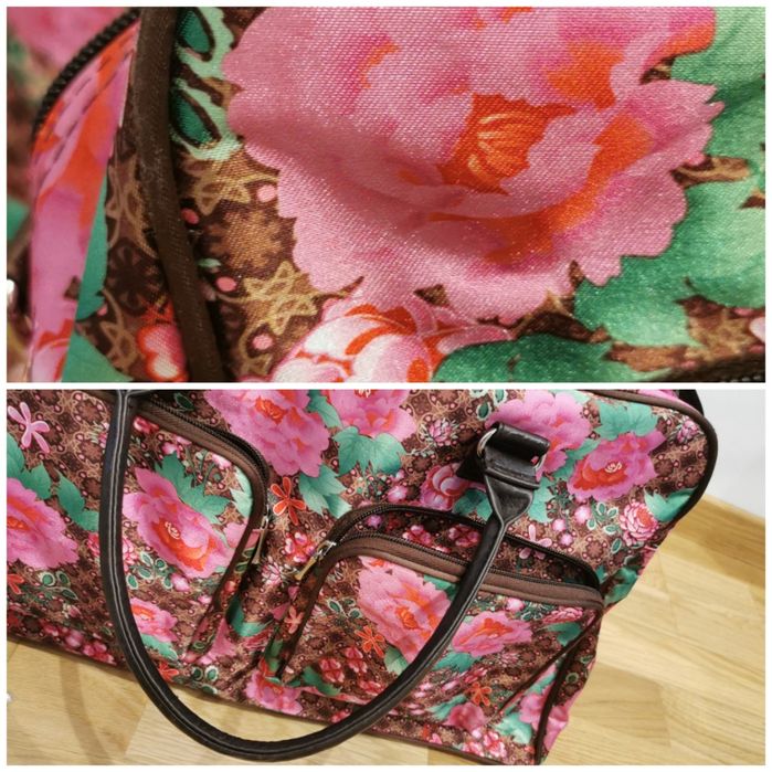 Zestaw podróżny torba +kosmetyczka w kwiaty, malutka w kwiaty +gratis