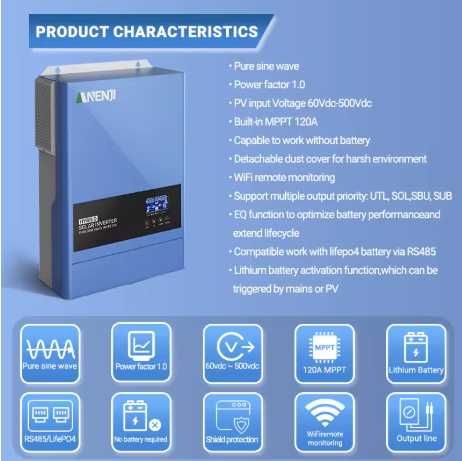 Falownik hybrydowy Anenji 6,2 KW 48V WIFI