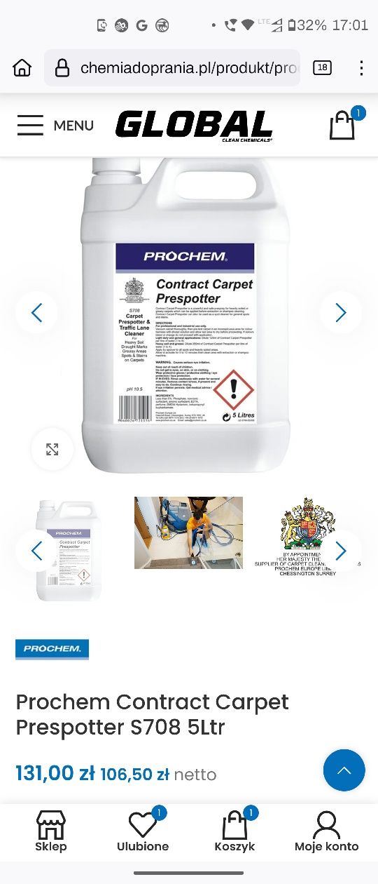 Prochem chemia odkurzacz piorący trafficlean, Carpet Prespotter