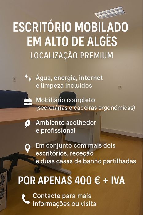 Aluguer de sala para escritorio a partir de 300 ja inclui internet