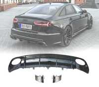 DIFUSOR PARA AUDI A6 S-LINE 15-18 LOOK RS6 PRETO BRILHANTE