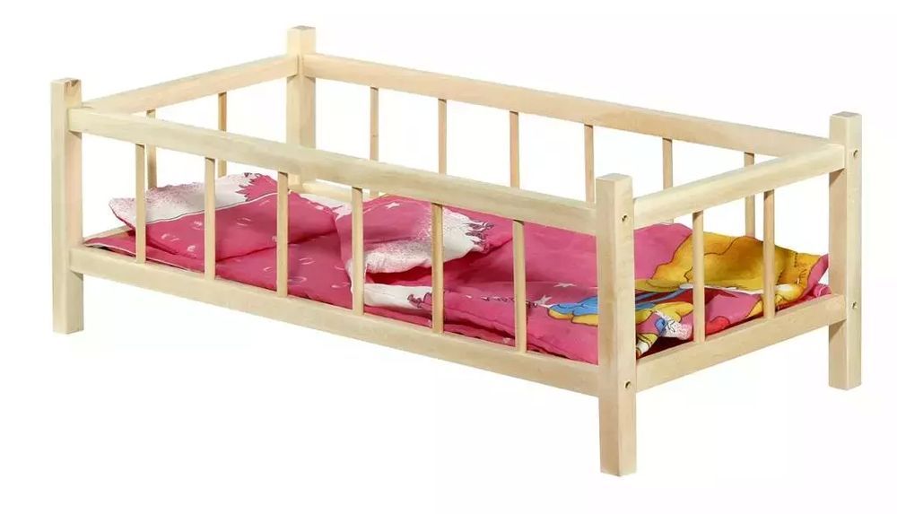 Łóżeczko duże dla lalek z pościelą. BACZEK